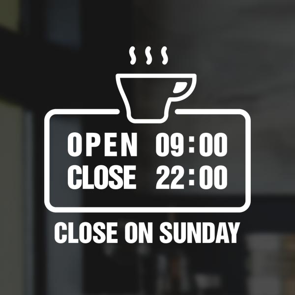 카페 잔(영문기본)(ST011) / 영업시간 오픈클로즈 시트컷팅 스티커
